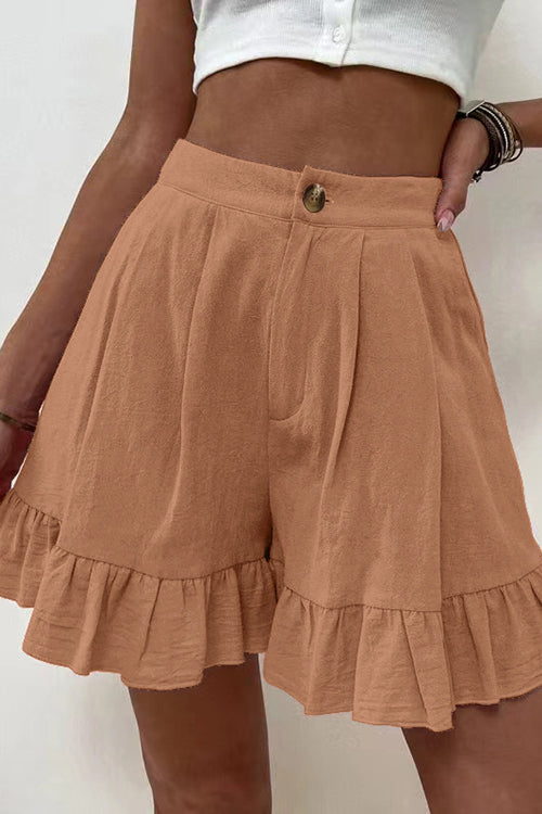 Button Flutter Hem Shorts
