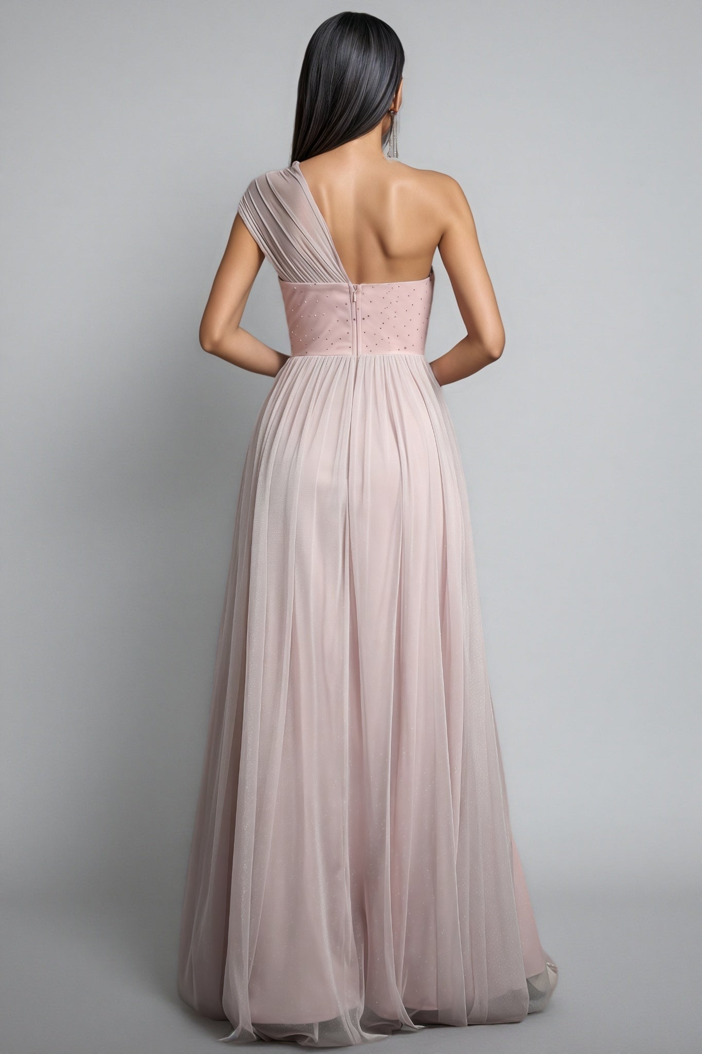 Ayven Pink One-Shoulder Mesh Maxi Dress - View 6