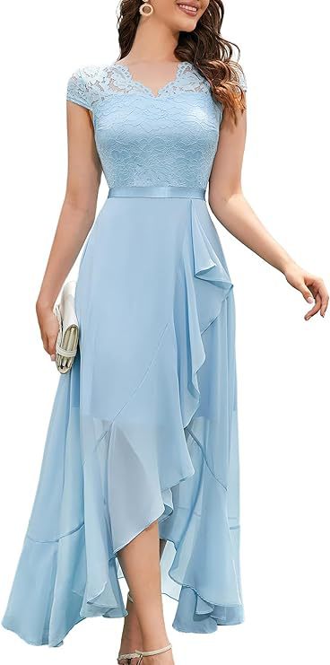 Seraphina | Lace Overlay Midi Dress Pale blue