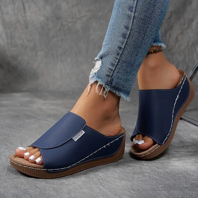 Open Toe Slip On Platform Wedge Slide Sandals 5