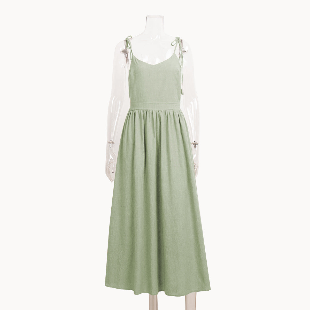 Linen Look Strapless Tie Detail Gathered Maxi Dress Summer 8