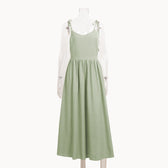 Linen Look Strapless Tie Detail Gathered Maxi Dress Summer 8