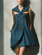 Sleeveless Lapel Double Breasted Blazer Mini Dress 7