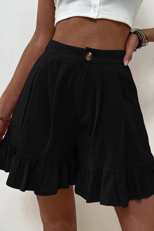 Button Flutter Hem Shorts