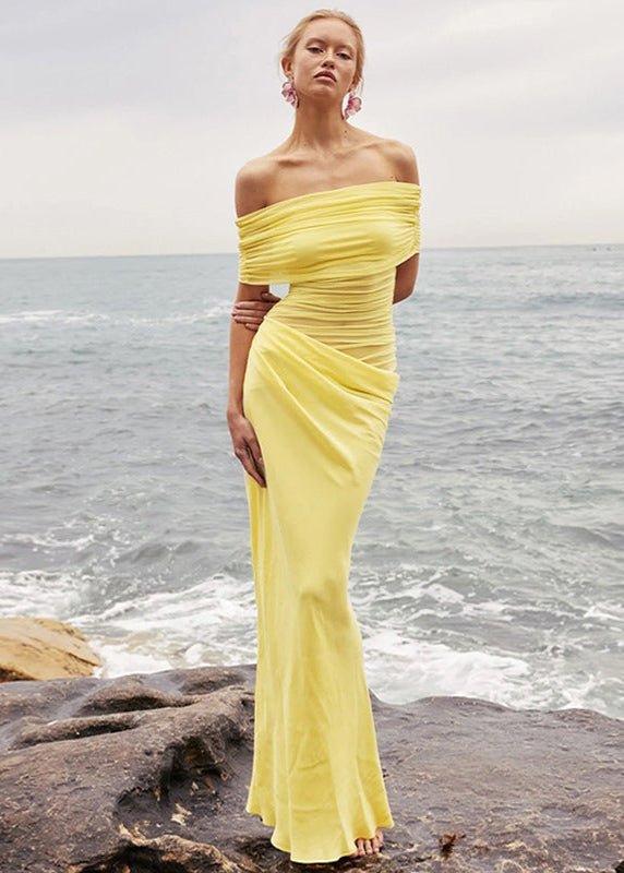 Celeste Off Shoulder Ruched Maxi Dress