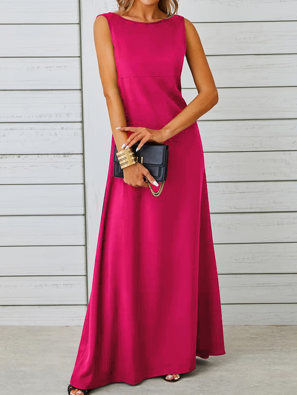 Crew Neck Sleeveless Empire Waist A-Line Maxi Dress 8