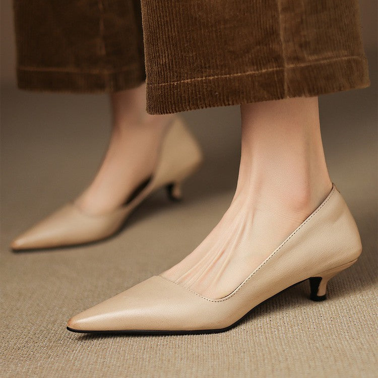 Pointed Toe Kitten Heel Pumps