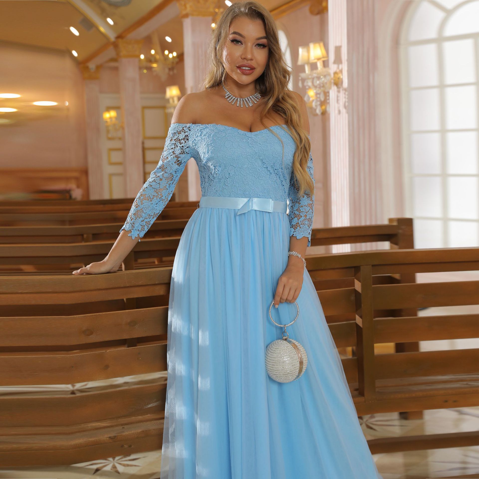 Can't Hurry Love Off The Shoulder Maxi Dress