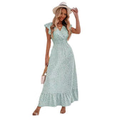 Floral V-Neck Flutter Sleeve Smocked Tiered Maxi Dress 5