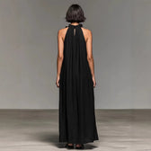 Halter Neck Ruffle Trim Sleeveless Maxi Dress 2