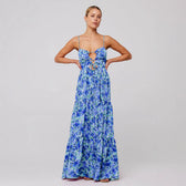 Floral Spaghetti Strap Cut Out Tiered Midi Dress 2