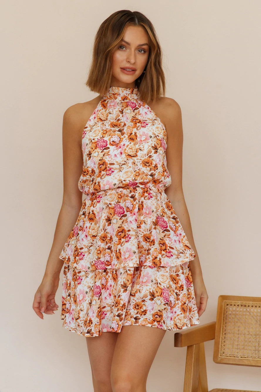 Summer Short Sexy Backless Halter Lace-up Dress