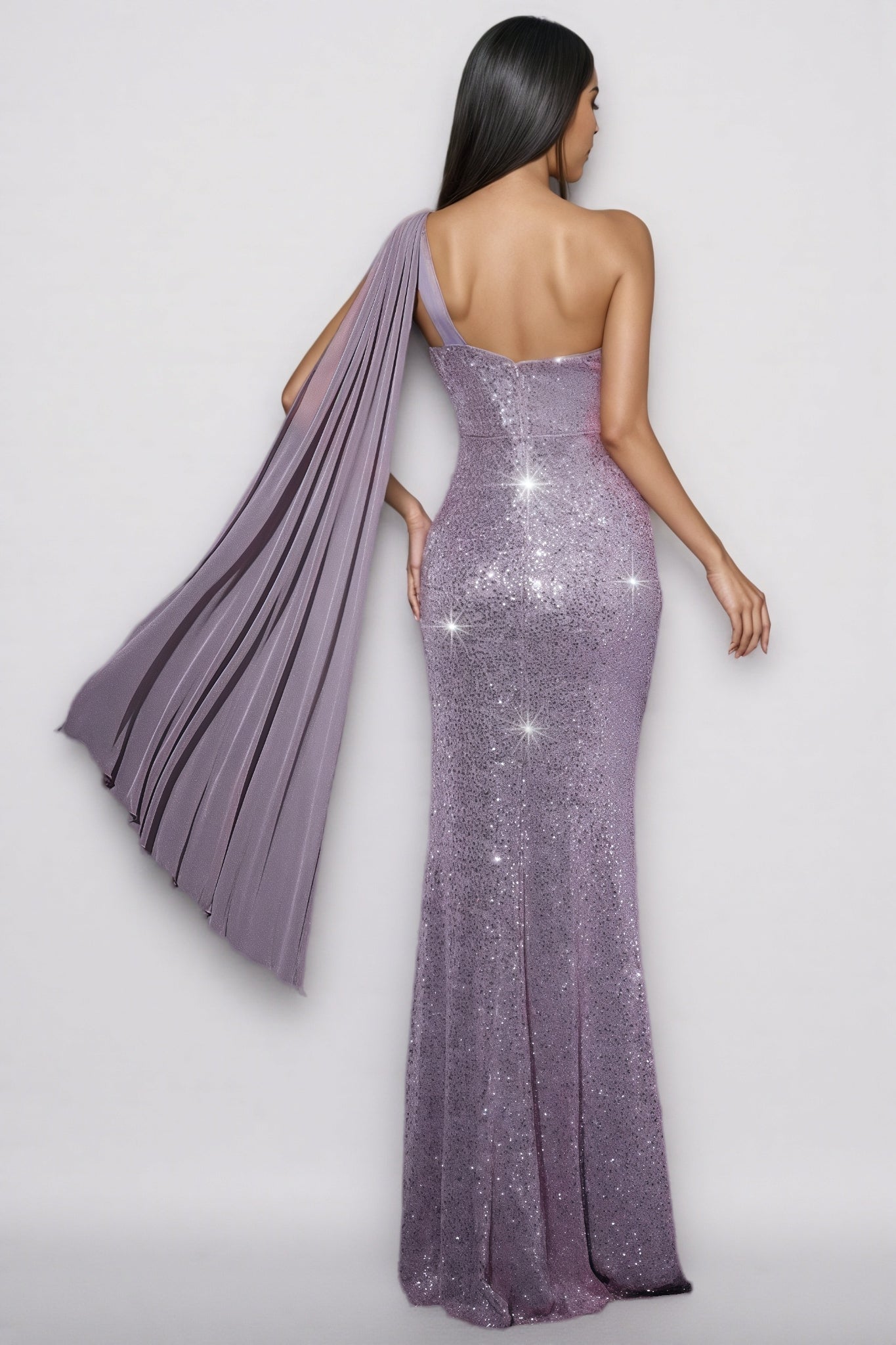 Nani Purple Sequin Fishtail Maxi Dress - View 5