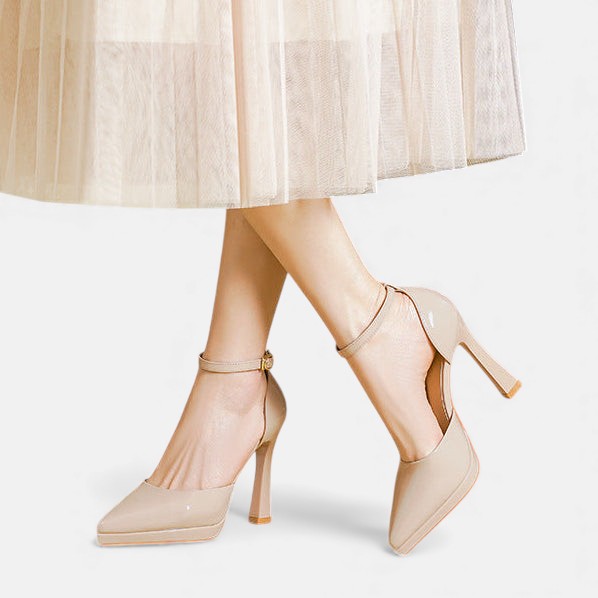 Pointed Toe Ankle Strap Platform Stiletto Pumps