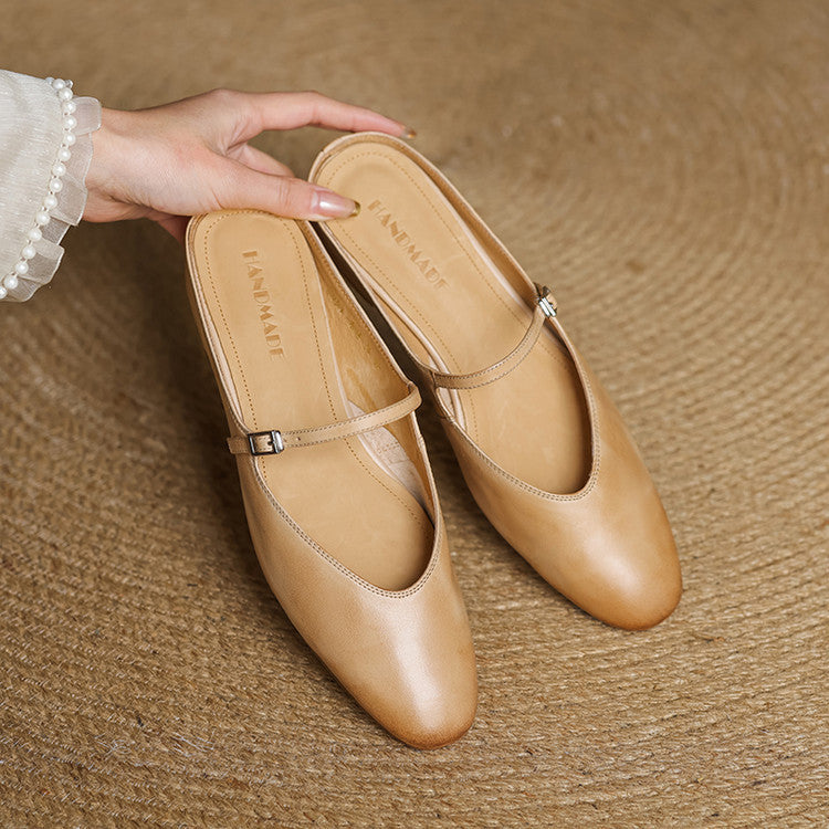 Square Toe Buckle Strap Mary Jane Flats