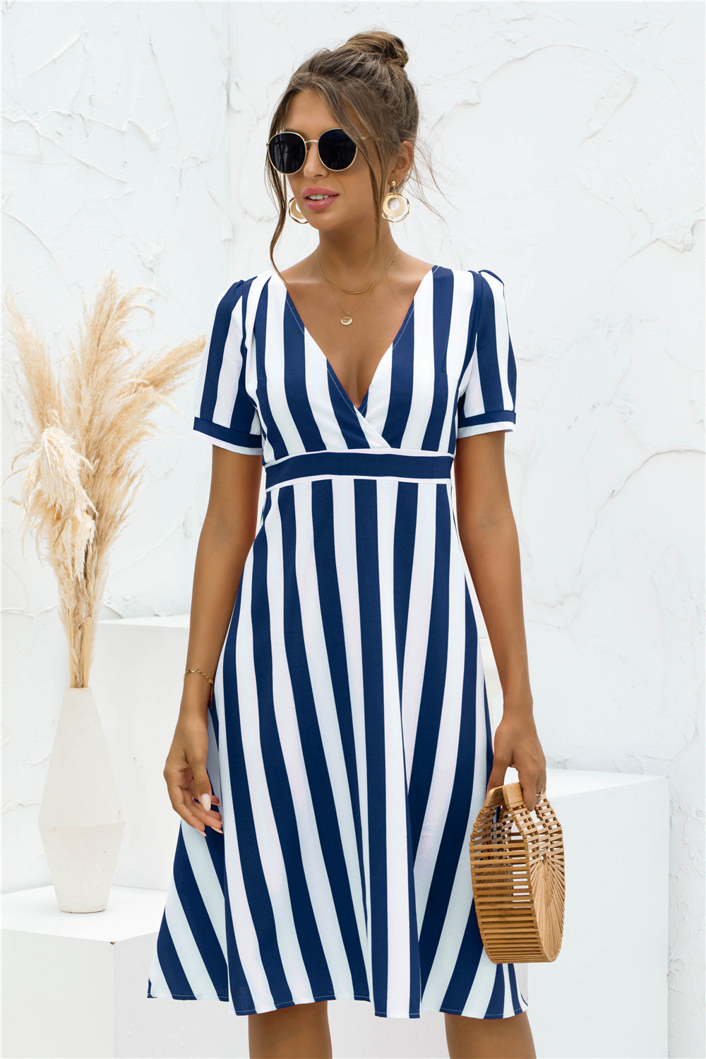 Glinda Striped Satin Midi Shirt Dress 3