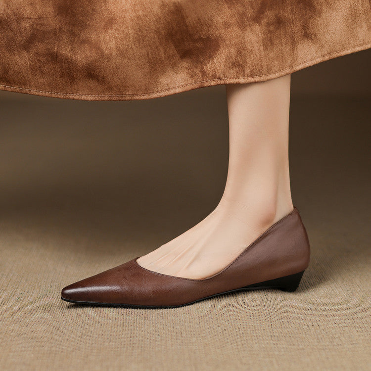 Pointed Toe Slip On Low Heel Flats
