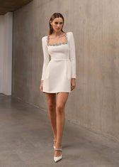 Embellished Square Neck Mini Dress - View 2