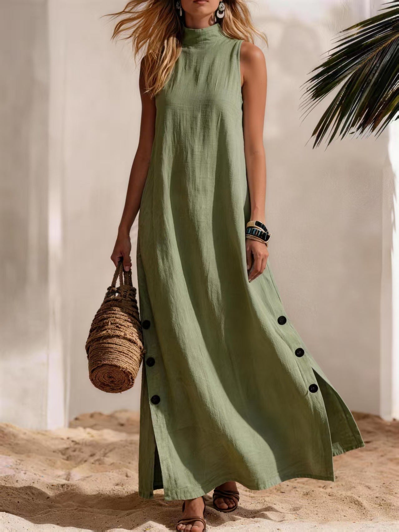 High Neck Sleeveless Side Slit Maxi Dress 8