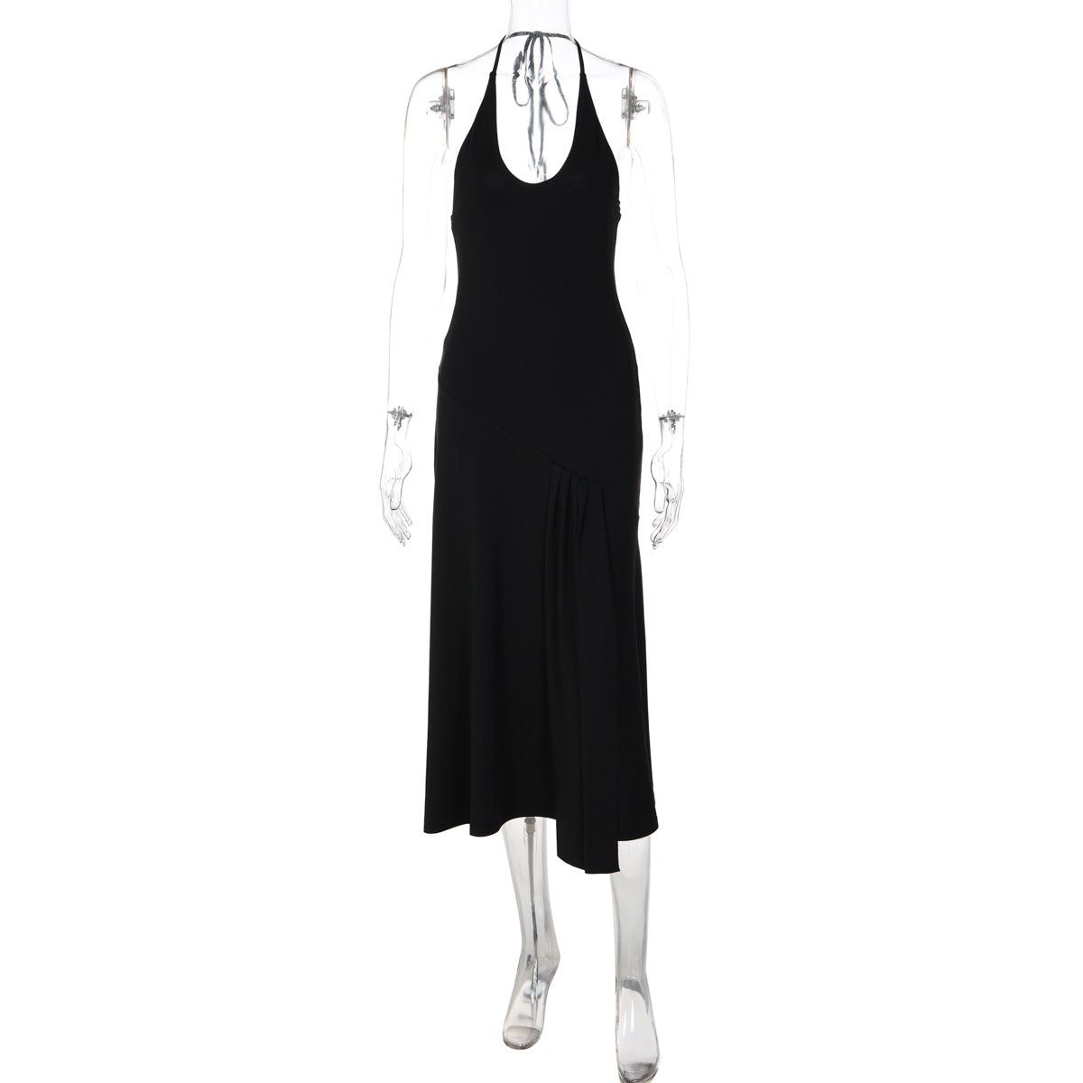 Deep V-Neck Halter Backless Sleeveless Fitted Maxi Dress 2