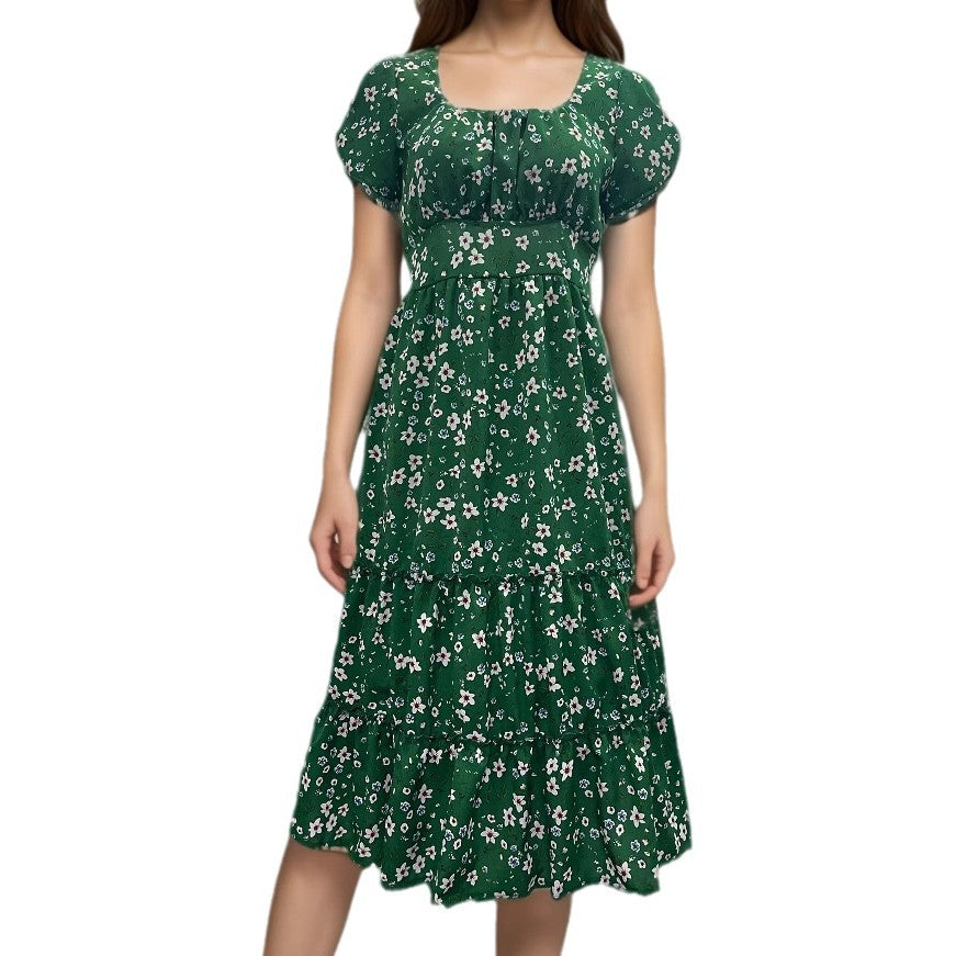 Cecilia Minimalist Women's Floral Pleated Maxi Dress Designer Edit