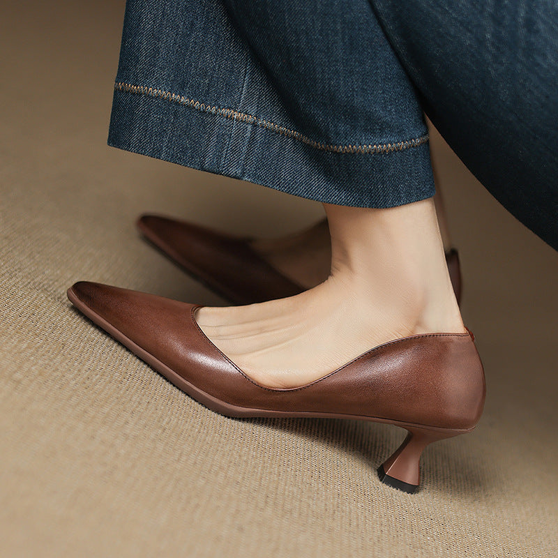 Pointed Toe Kitten Heel Pumps