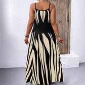 Abstract Print Spaghetti Strap A-Line Maxi Dress