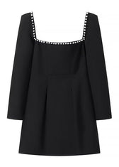 Pearl-Trim Square Neck Mini Dress - View 10