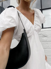 V-Neck Puff Sleeve Ruched Mini Dress Summer 3