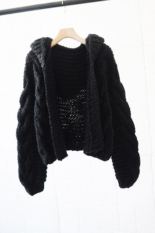 Knit Loose Hoodie Cardigan