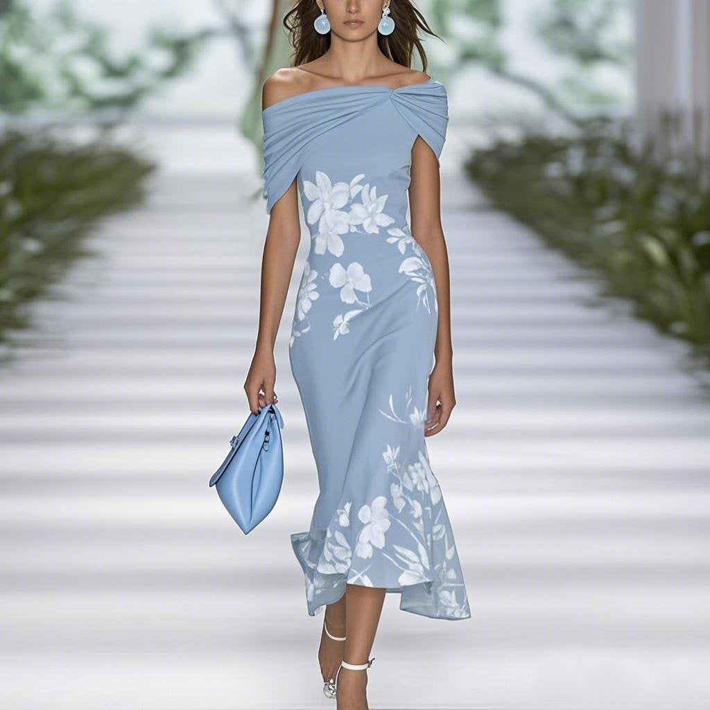 Floral Off Shoulder Mermaid Midi Dress 5