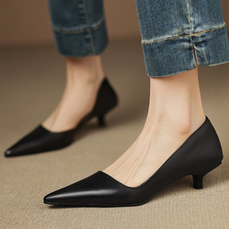Pointed Toe Kitten Heel Pumps