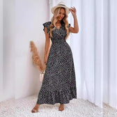 Floral V-Neck Flutter Sleeve Smocked Tiered Maxi Dress 3