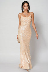 Maelk Backless Sequin Fishtail Maxi Dress - View 3
