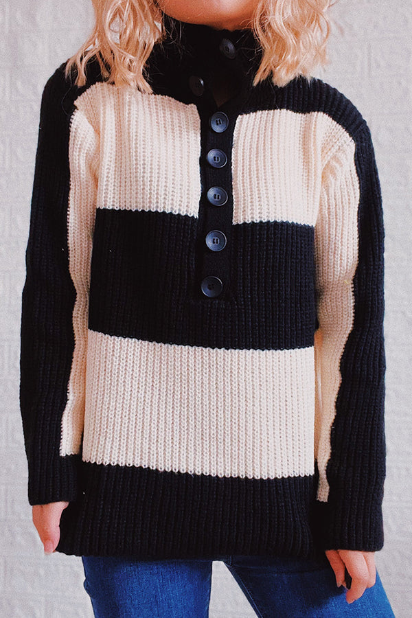 Saturday In the Park Stripe Button Sweater