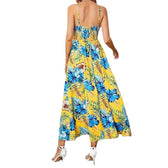 Floral Spaghetti Strap Cut Out High Split Maxi Dress 5