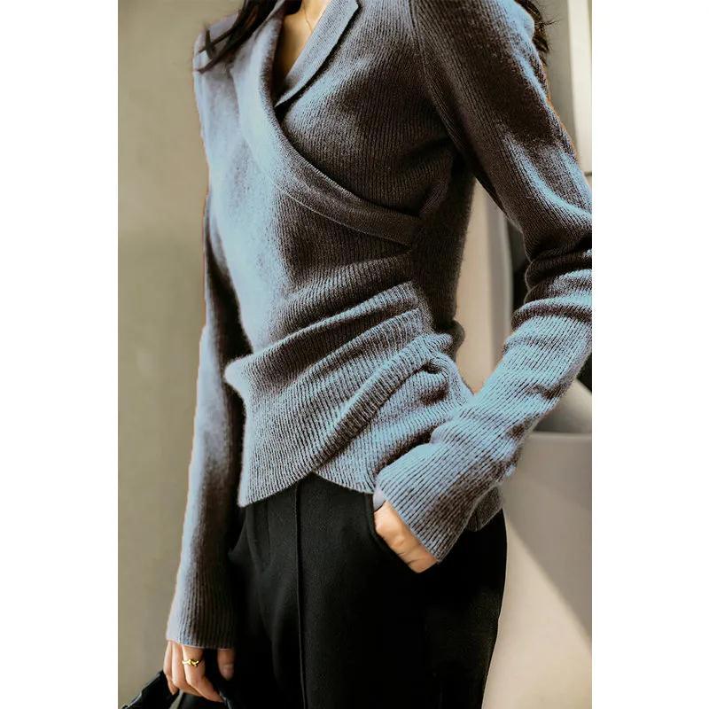 Ribbed Knit Collared Top