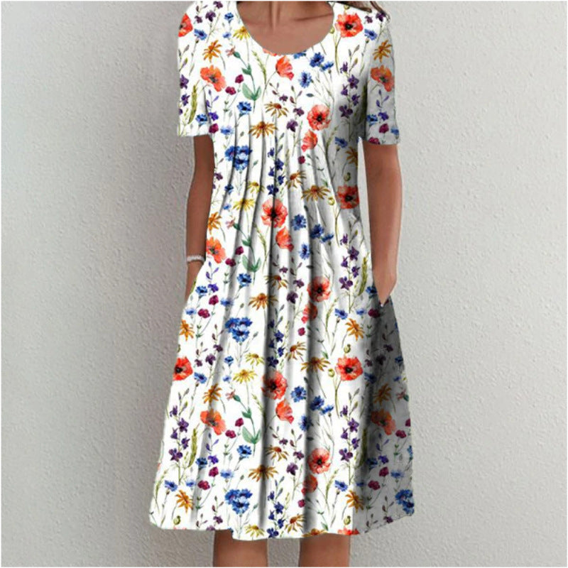 Jenni Statement Women's Bloom Midi Dress with Pleated Design Boutique Collection