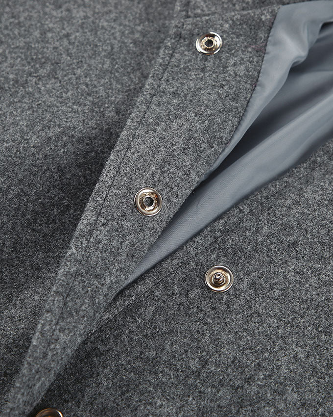 Gray Stand Collar Oversized Wool Coat