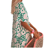 V-Neck Short Sleeve Floral Tiered Loose Maxi Beach Dress 5
