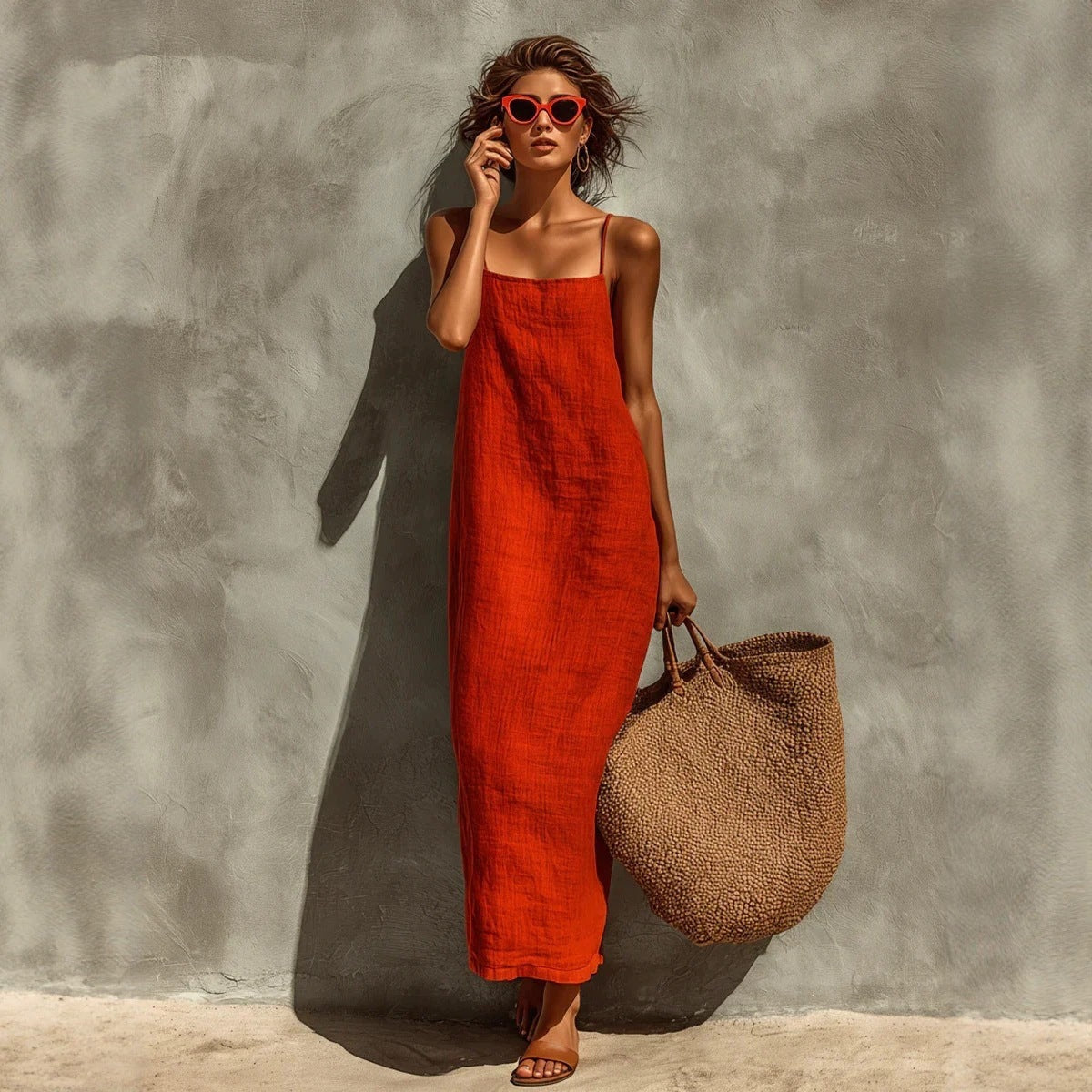 Square Neck Spaghetti Strap Maxi Dress 3