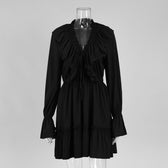 Deep V-Neck Long Sleeve Ruffle Tiered Mini Dress 7