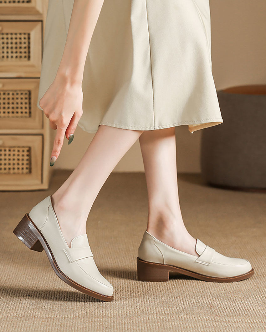 Thick low heels round toes Versatile Loafers