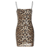 Leopard Sequin Square Neck Bodycon Mini Dress 5