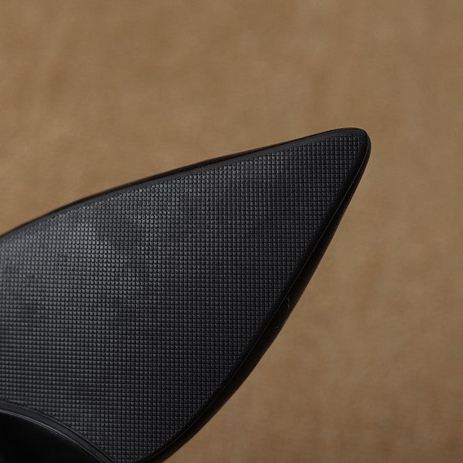 Pointed Toe Slip On Sculpted Mid Heel Pumps