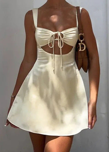 Cutout Tie Front Mini Dress