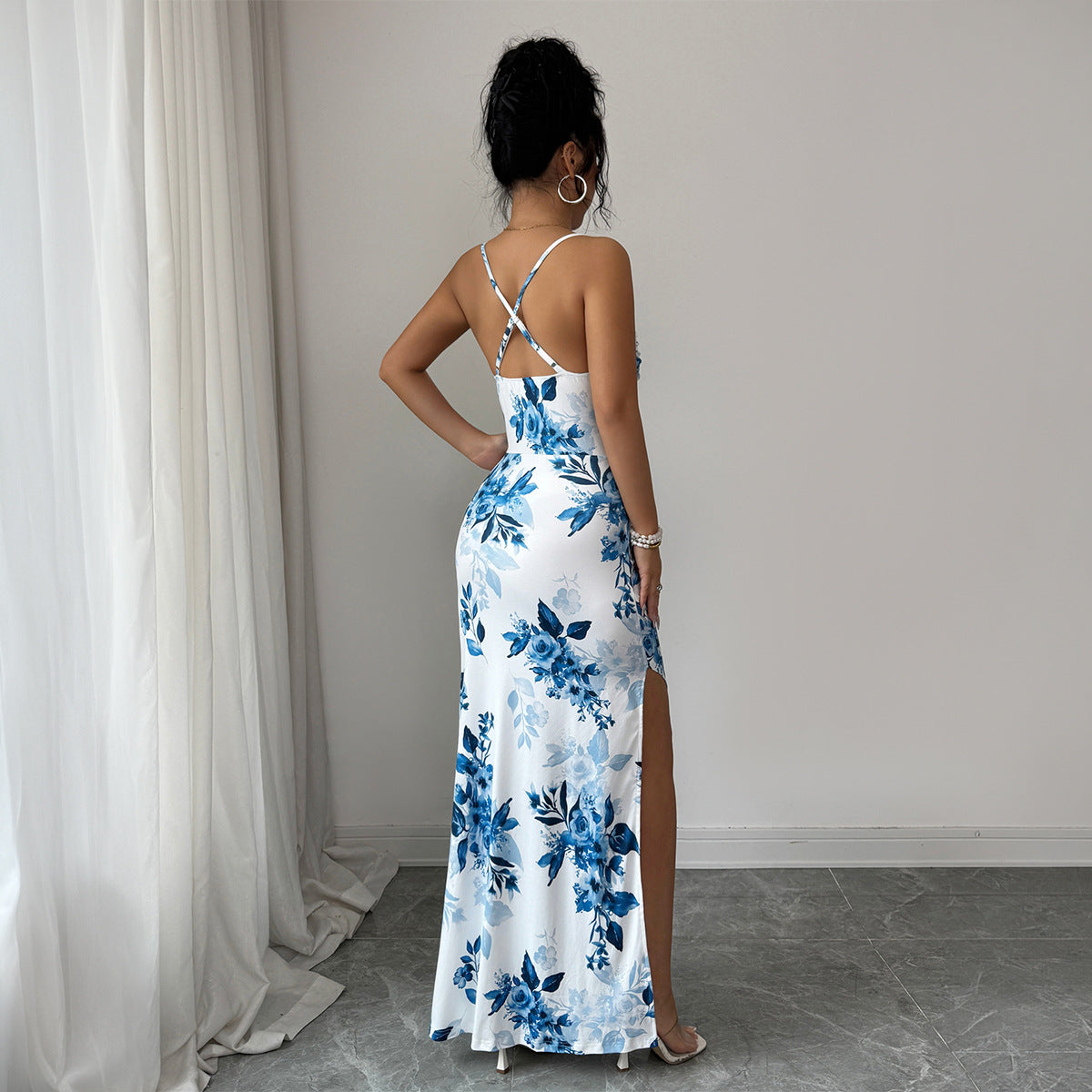 Women Summer Sling Elegant Sheath Maxi Dress