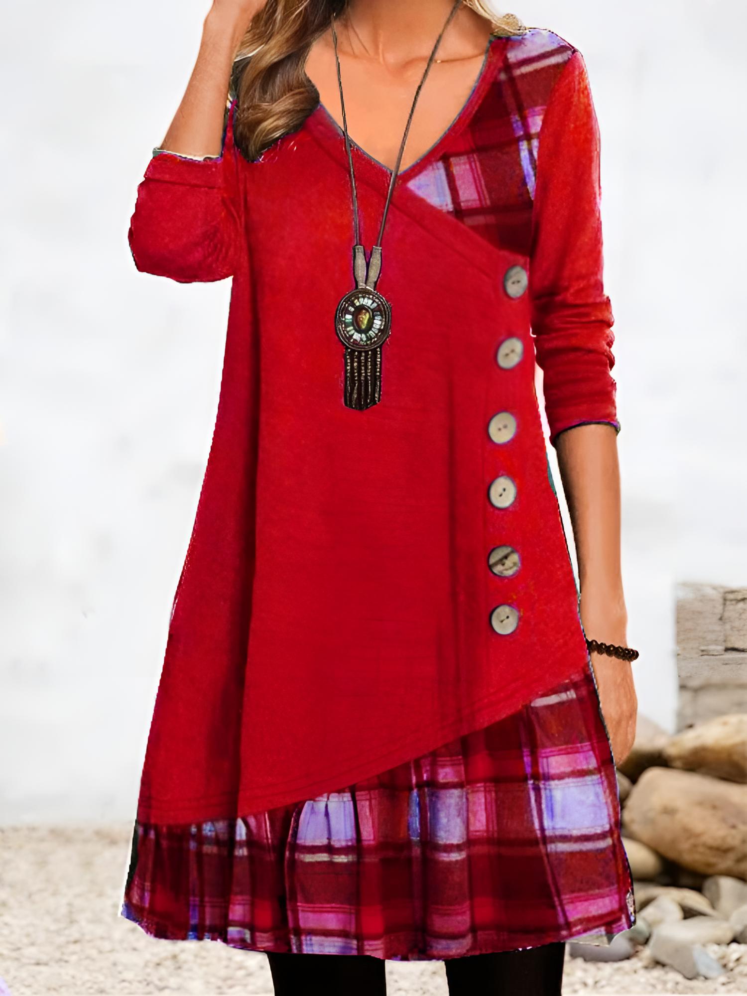 Mimi Vintage Dress with Buttons for Women Stylish Outfit