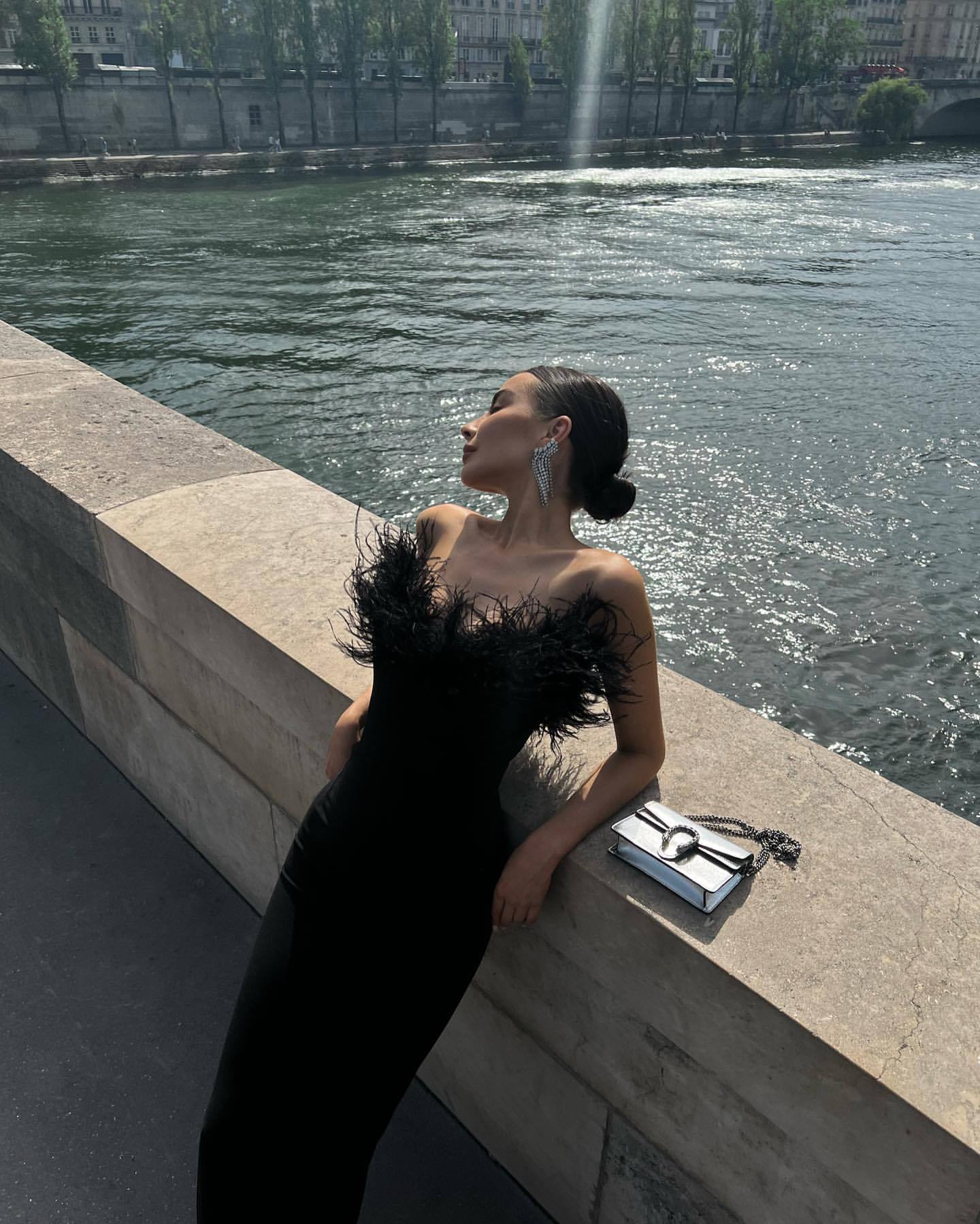 Ostrich Fur Tube Top Dress Bandage One Piece Dress