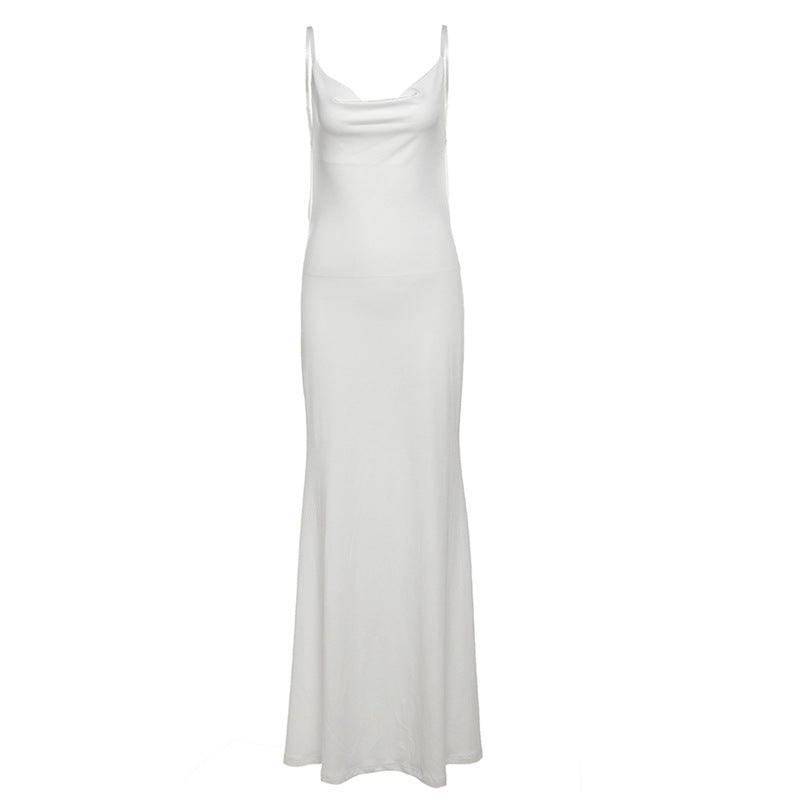 Satin Cowl Neck Spaghetti Strap Bodycon Maxi Dress 5
